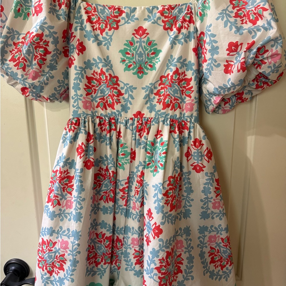 Peach Love California Floral Puff Sleeve Romper